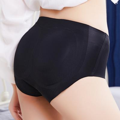 China Antibacterial Women Shape Panties Low Waist Ice Silk Removable Padded Ladies Push Up Panties for sale