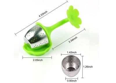 China Stainless Steel Tea Infuser Strainer With Drip Tray BPA Silicone Handle Te koop