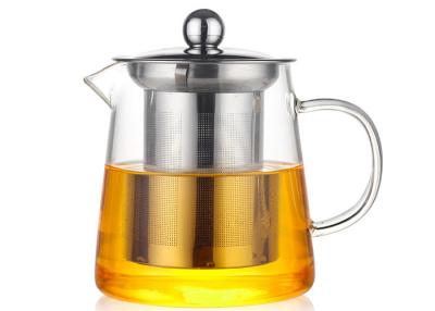 Cina Teiera fatta a mano di vetro di teiera del borosilicato 450ml con Infuser ed il coperchio in vendita