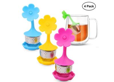 China LFGB/FDA roestvrij staalthee Infuser met van de de Bloemvorm van de Siliconezon Enige de Kopthee Infuser Te koop