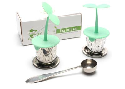 China Van de het Siliconespruit van de voedselrang de Opnieuw te gebruiken Thee Infuser met Fijne Mesh Hole And Silicone Tray-Reeks Te koop