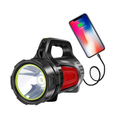 China Hot Selling Portable Powerful Led Spotlight USB Rechargeable Multifunctional Outdoor Amazon Search Light Shine With Power Bank for sale