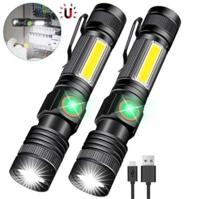 China Durable COB 2000Lumen XML T6 Waterproof Handheld Tactical Torch Light Rechargeable Led Flashlight for sale