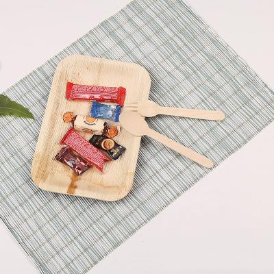 China Amazon Disposable Hot Goods Rectangle Natural Palm Leaf Tableware For Wedding Party Disposable Palm Leaf Dish for sale