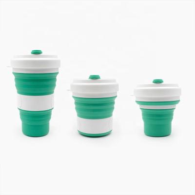 China 550ml Coffee Cup Travel Sport Silicone Viable Collapsible Collapsible Cup Set Custom Silicone Drinkware Cup With Lid for sale