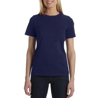 China Wholesale Cheap Regular Manufacturer Navy Blue Style Cotton Ladies T-shirt 100% Plain Anti Shrink for sale