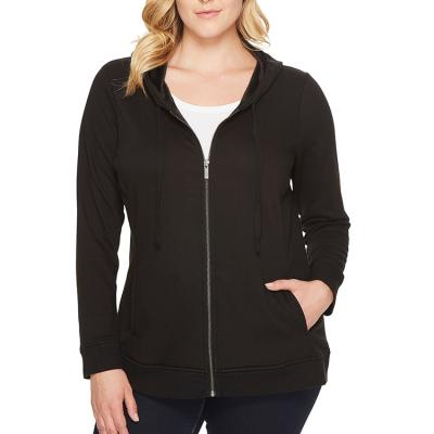 China Black Full Cotton Anti-Shrink Zipper Oversized Woman Hoodie for sale