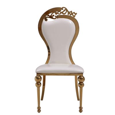 China Wholesale Dinining Room Cafe Hotel European Style Banquet Dining Chairs Stainless Steel Cloth Wedding Gold Chair For Restaurant for sale