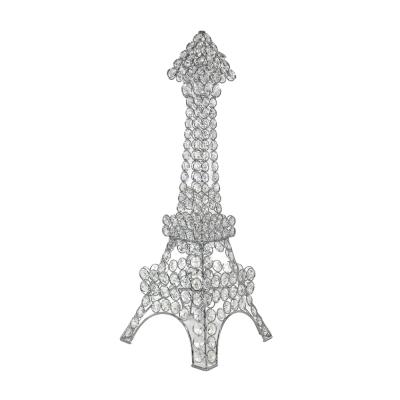 China Creative Romantic Home Eiffel Tower Shape Stainless Steel Candlelight Iron+crystal Crystal Candle Holder for sale