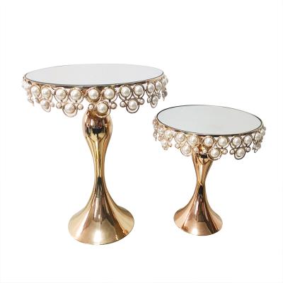 China 2021 New Wedding Party Decoration Style Metal Cake Stand Set Gold Cake Stand Wedding Cup Cake Stand For Wedding Exhibition Party Centerpiece Decoration for sale