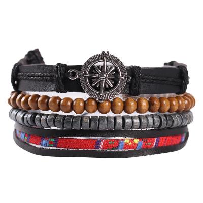 China Color punk rope beaded bracelet best selling personality leather bracelet fashion bracelet rope cowhide compilation wholesale for sale