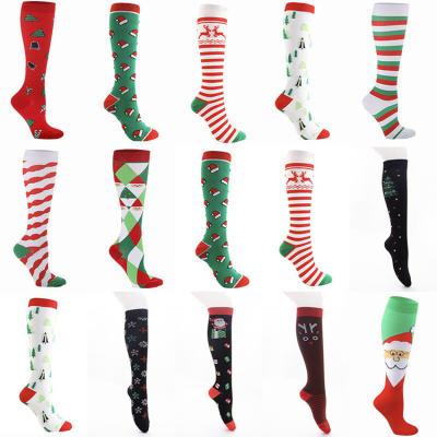 China Custom Printing New Design Nylon Silk Stockings Christmas Crew Cotton Christmas Socks for sale