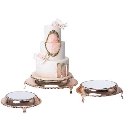 China Viable Round Cake Stand Set To Wedding Birthday Gold Christmas Metal Cupcake Stand Party Dessert Table Display Afternoon Tea Crystal for sale