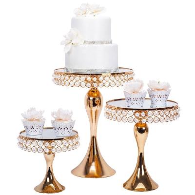 China Topper Party European Wedding Gold Silver Pearl Metal Dessert Stand Set Cake Decor Stand Mirror Stand Decorations Supplies for sale