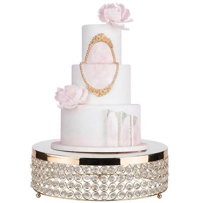 China Disposable Luxury Gold Silver Metal Beaded Round Decorative Wedding Cake Stand Sets Acrylic Crystal Hanging Cup Cake Stand Decoration for sale