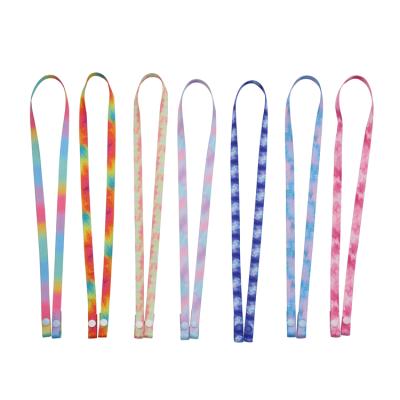 China Wholesale Durable Tie Dye Fashion Colorful Mix Pattern Included Neck Lanyard Logo For Mask Support Button Custom Features for sale