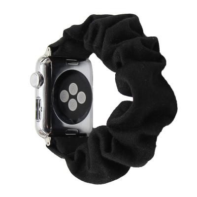 China Hot Sale 38mm 40mm Elastic Band Solid Color iWatch Scrunchies Gather For Apple Watch Cotton for sale