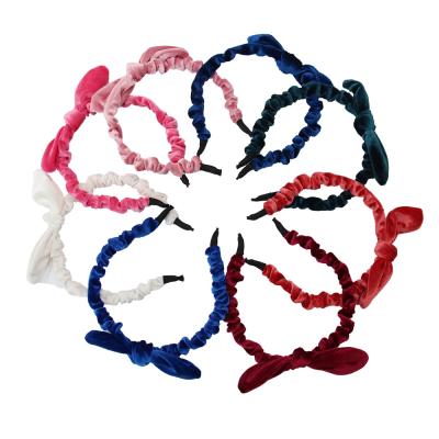 China Fashion Solid Color Cutie Bunny Ear Fold Knotted High Quality Hair Accessories Long Lasting Headband For Women for sale