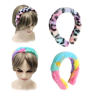 China New Arrival Fashion Women Faux Fur Plush Hairy Durable Wholesale Hairy Wrap Soft Custom Winter Headband for sale