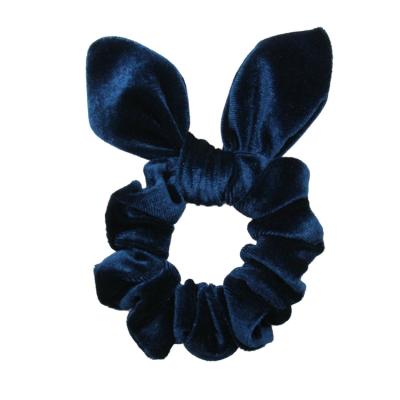 China Travel/Home Trip/Hair/Home Solid Colorful Hair Scrunchies/Wholesale Fashion Bunny Ear Grid Velvet Holder Ponytail Bow Hair Strap For Girls for sale