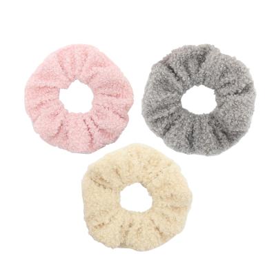 China Travel/Wholesale Travel Home/Fashion Solid Color Hair Band/Home Band/Hair Rubber Band Customized Logo Printed Furry Fluffy Hair Accessories Scrunchies For Girls for sale