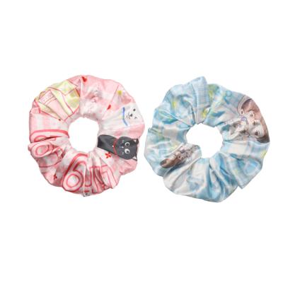 China Travel/Home Trip/Hair/Lovely Customized Silk Scrunchies Home Logo Holder Stand Satin Print Elastic Band Headdress High Quality Cute/Wholesale Fashion for sale