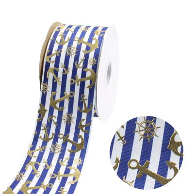 China Wholesale Viable Viable 3 Inch Gold Foil Grosgrain Printed Ribbon Fashion Halloween Theme Pattern New Cheap High Quality Hot Grosgrain Printed Ribbon for sale