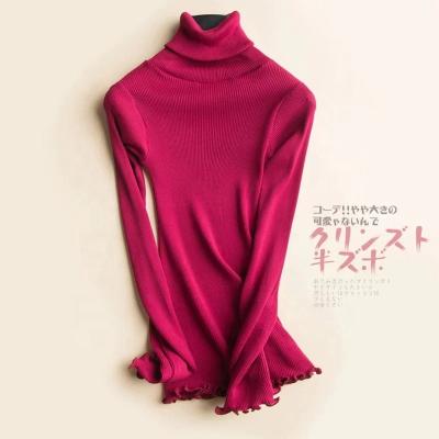 China Nature Autumn Winter Anti-pilling Long Sleeve Turtle Neck Clothing Slim Style Silk Low Women for sale