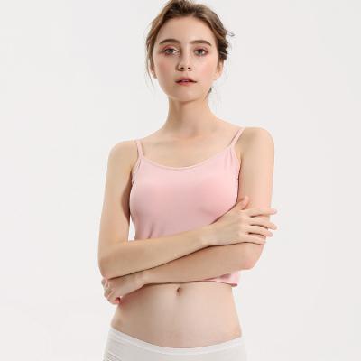 China Cheap Price Womens Anti-pilling Ice Silk Seamless Ladies Camisole Crop Top With Padded for sale