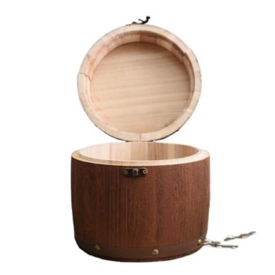 China China Competitive Price Cosmetics Round Barrel Solid Wood Products Outer Packing Box for sale