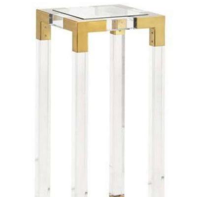 China Modern acrylic corner table stalinite luxury hotel side table (the other) factory arts home living room furniture gold adjustable for sale