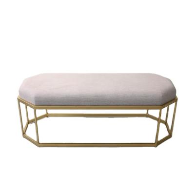 China Other Bedroom Gold Modern Elegent Octagonal Velvet Living Room Furniture Home Factory Arts Metal Bench Gold Stool for sale