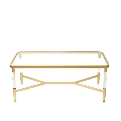 China Other Furniture Gold Living Room Home Factory Modern Acrylic Glass Coffee Table for sale