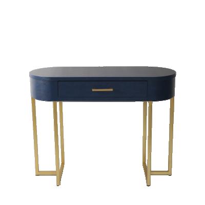 China Bedroom Adjustable Gold Modern Fashion Home Furniture Factory Arts PU KD(Others) Metal Leather Legs Curve Edge Dress Table Makeup Console for sale