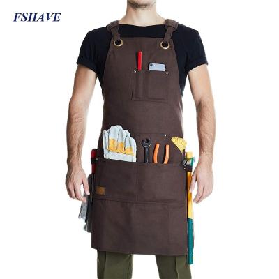 China Durable Cobbler Bib Heavy Duty Waxed Canvas Shop Tool Carpenter Apron With Tool Pockets Cape for sale