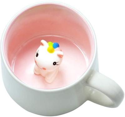 China Europe Unicorn Ceramic Mug Unique Cute Hand Painted Novelty 3D Animal Mugs for sale