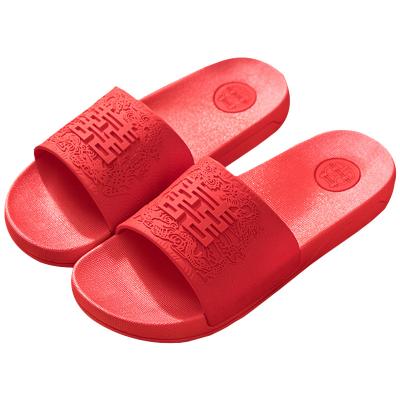 China Fashion Trend Hi-Word Red Sandals And Slippers Great For Couples In Summer Bathroom Bathing Wedding Slippers for sale