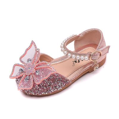 China Printed 2021 Summer Girls Sandals Bow Cute Princess Shoes Student Dance Shoes for sale