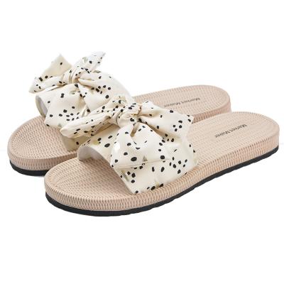 China Fashion Trend Slippers Women's Summer Wear Flat Bow Sandals And Slippers Set-Toe Toe Beach Slippers Non-slip Home Fashion for sale