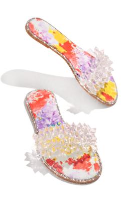 China 2021 Trend Fashion Summer Rhinestone Women's Slippers Ladies Slides Rubber Unique Slippers for sale