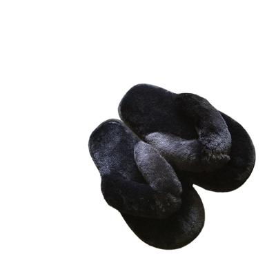 China CUSHIONING Autumn And Winter Home Cotton Slippers Women Flip Flops Plush Flip Flops Non-slip Thick Bottom Fluffy Slippers for sale