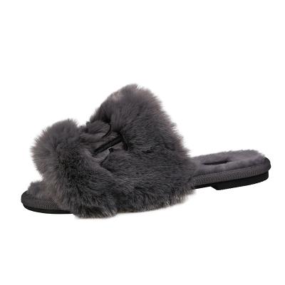 China 2021 Famous Flip Flops Fluffy Slippers Fur Slippers Brands Fashion Trend Designer Home Slippers For Women for sale