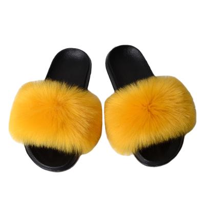 China 2021 Fashion Trend Women's Furry Slippers Home Designer Slides Real Fur Slippers Fur Slides Women's Sandals for sale