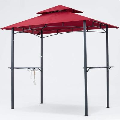 China Hot Selling Polyester Amazon Dark Gray Garden 8' x5 Steel Hardtop BBQ Grill Gazebo With Burying Outdoor Sun Shelter for sale