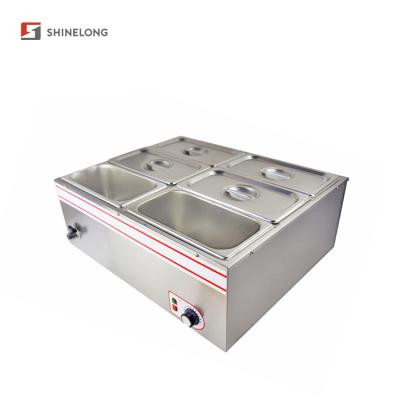 China 201 Stainless Steel Electric Commercial Long Life 6 Pan Food Warmer Bain Marie Restaurant for sale