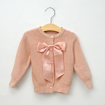 China Anti-pilling Soft Stylish Knitted Pullover Baby Solid Color Baby Top Clothing With Bow for sale