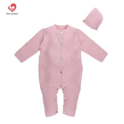 China Breathble Comfy Running Wholesale Solid Knitted Unisex Sleeveless Newborn Romper With Hat Baby Clothes Set for sale