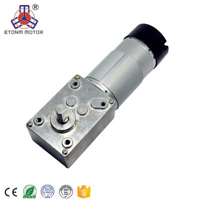 China Brand New ET-WGM58-A Totally Enclosed High Torque, Low Noise, 90 Degree 1-100rpm 12V Right Angle DC Worm Gear Motor for sale