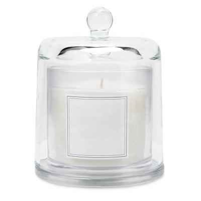 China Eco-freindly attractive transparent glass candle jar scented glass candle container with lid for sale