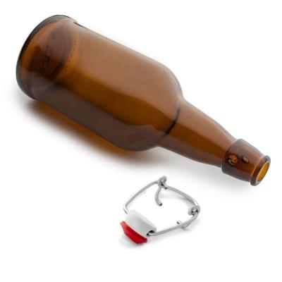 China Viable Empty Wholesale 330ml 500ml Brown Amber Swing Top Beer Glass Bottle for sale